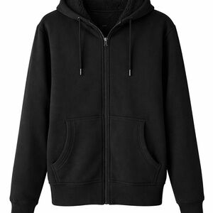 Unisex Black Sherpa-Lined Full Zip Hoodie – Size Small (34–36)